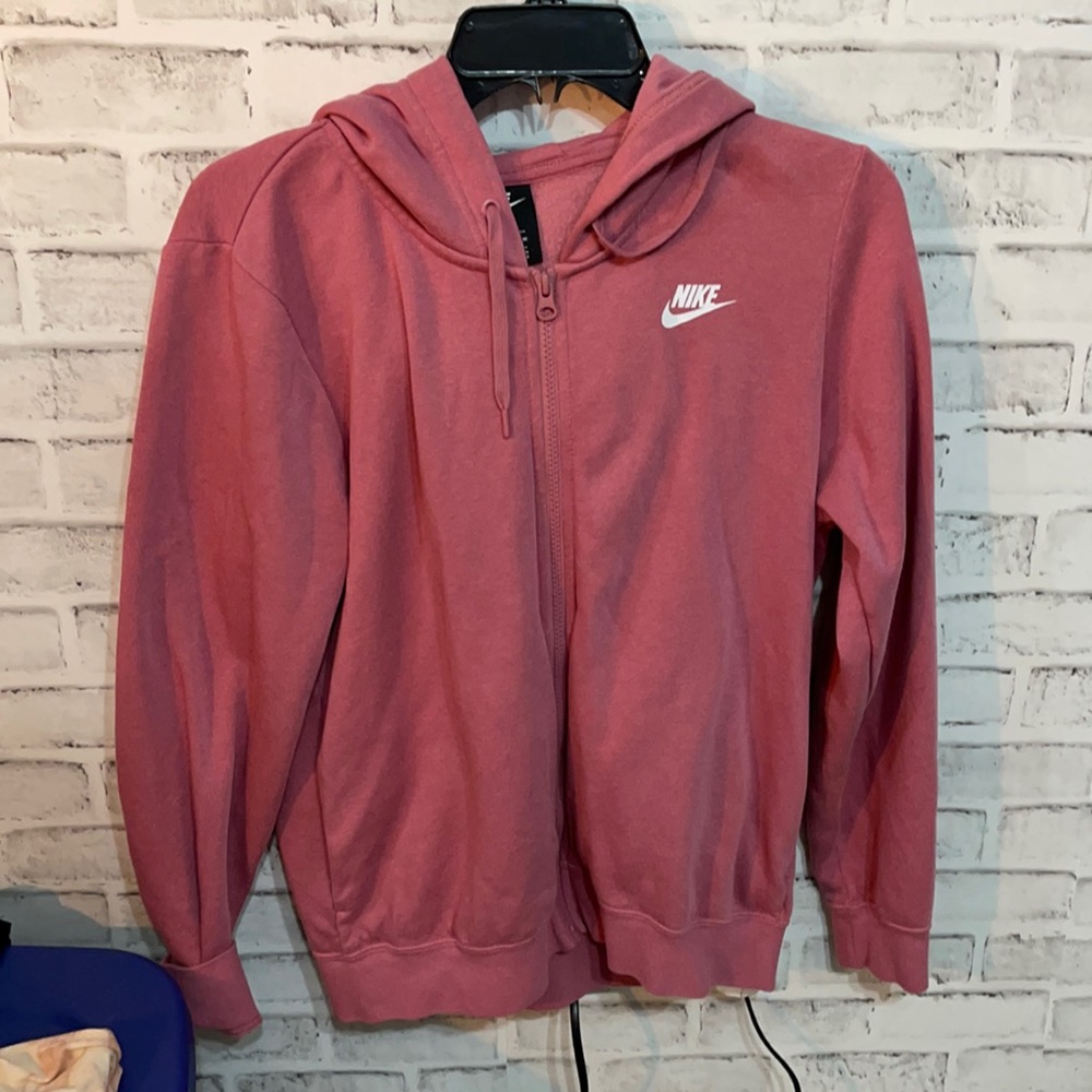 pink zip up Nike hoodie